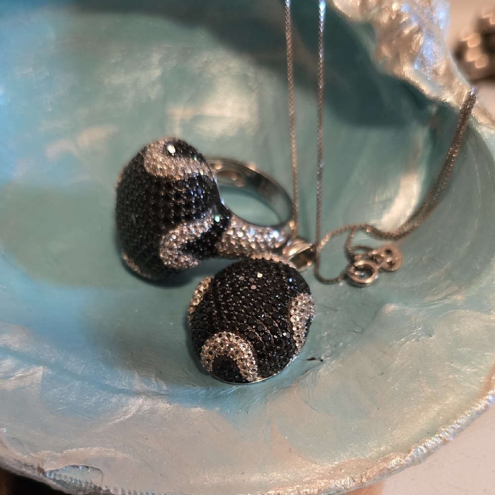 Black Spinel Silver Jewelry Set